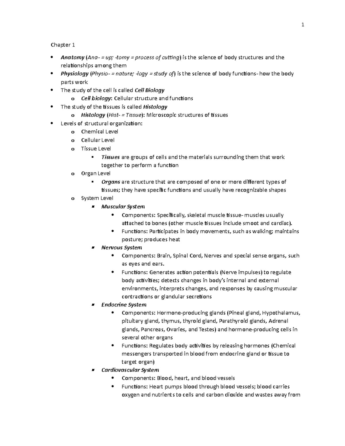 Review Biology - Chapter 1 Anatomy (Ana- = up; -tomy = process of ...