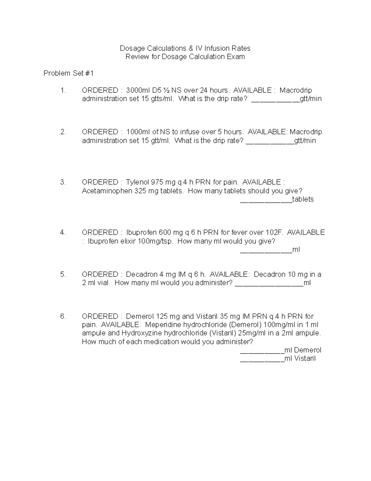 Extra math practice fall 2019 dosage calculations iv infusion rates