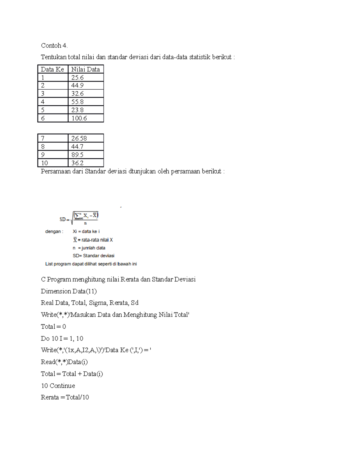 Contoh 4 - catatan - Contoh 4. Tentukan total nilai dan standar deviasi