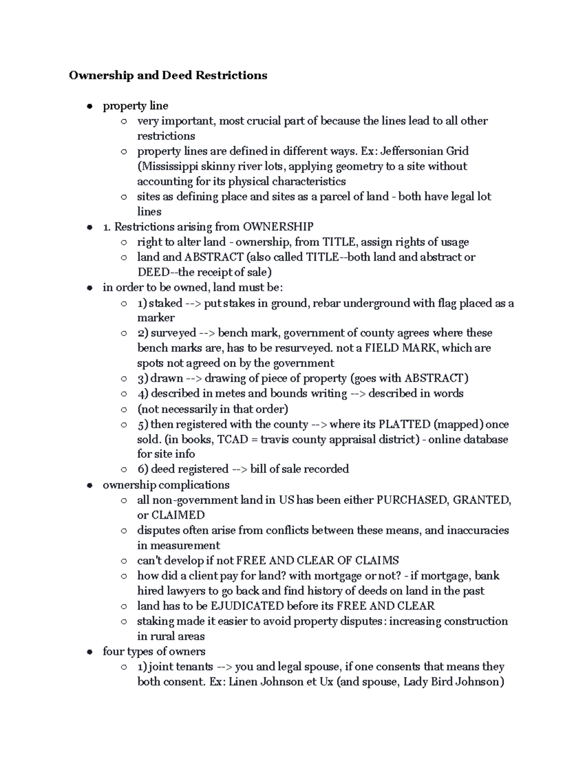 Ownership and Deed Restrictions - Ex: Jeffersonian Grid (Mississippi ...