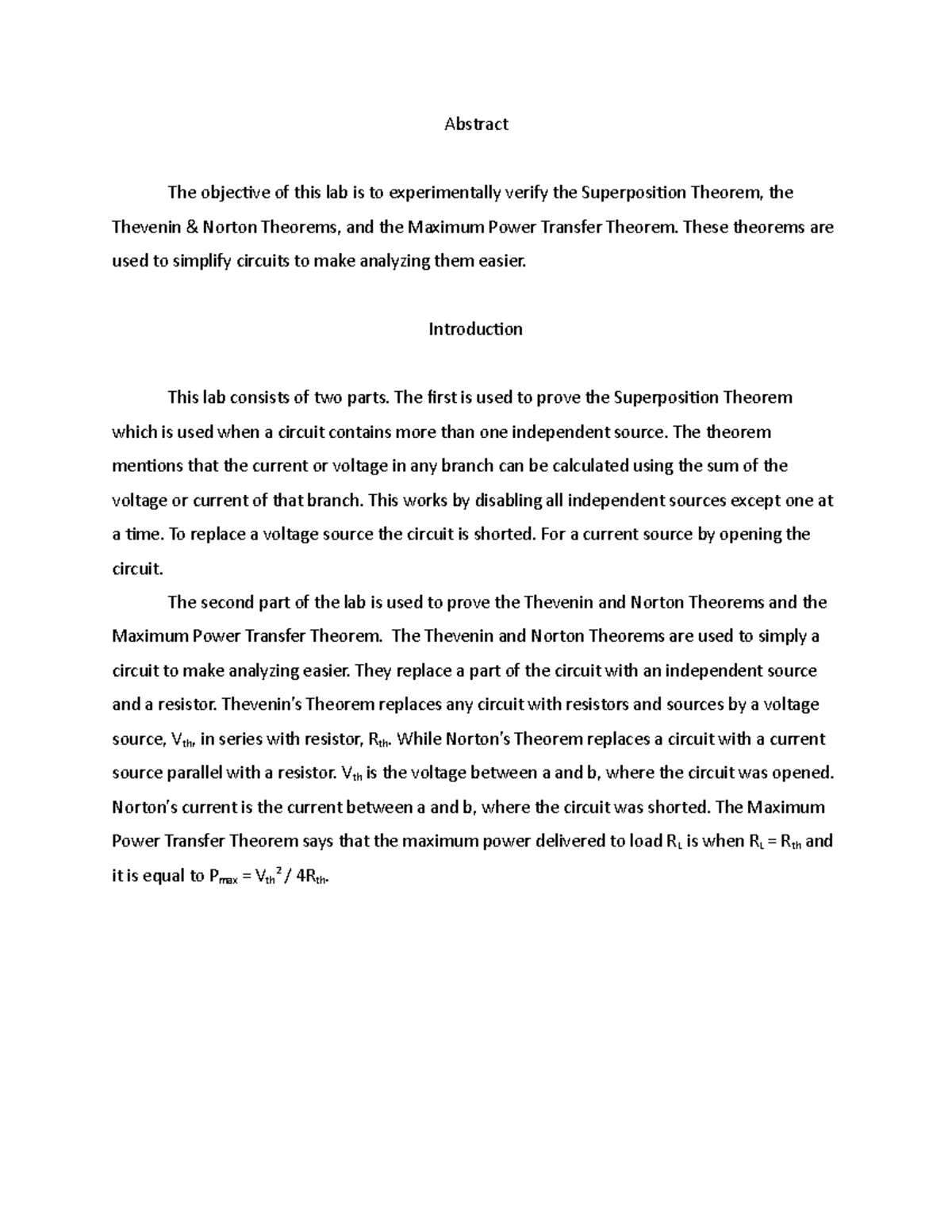 ELEC 273 Lab 2 - 100 % on it - Abstract The objective of this lab is to ...