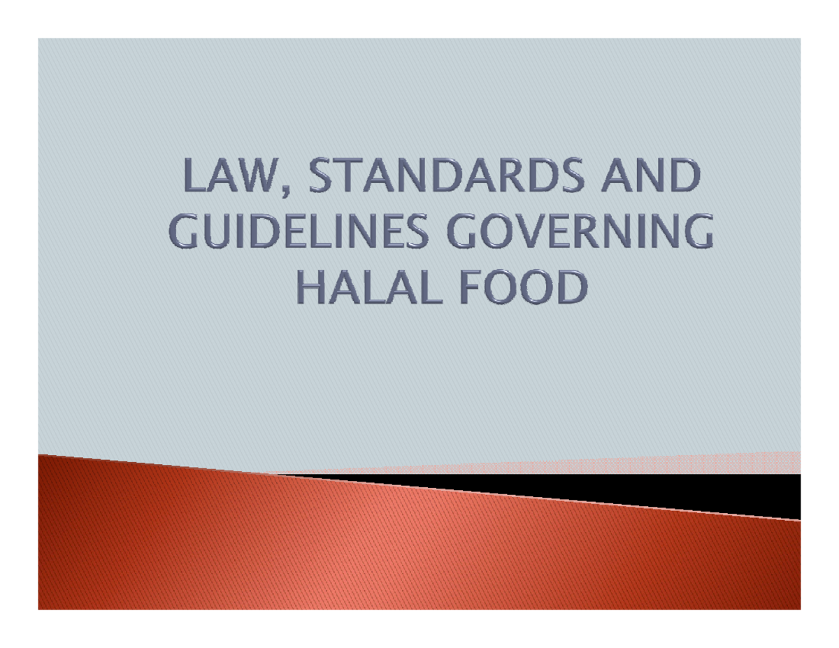 7.0 n 9.0 - Law, Standards and Guidelines Governing Halal Food and Food ...