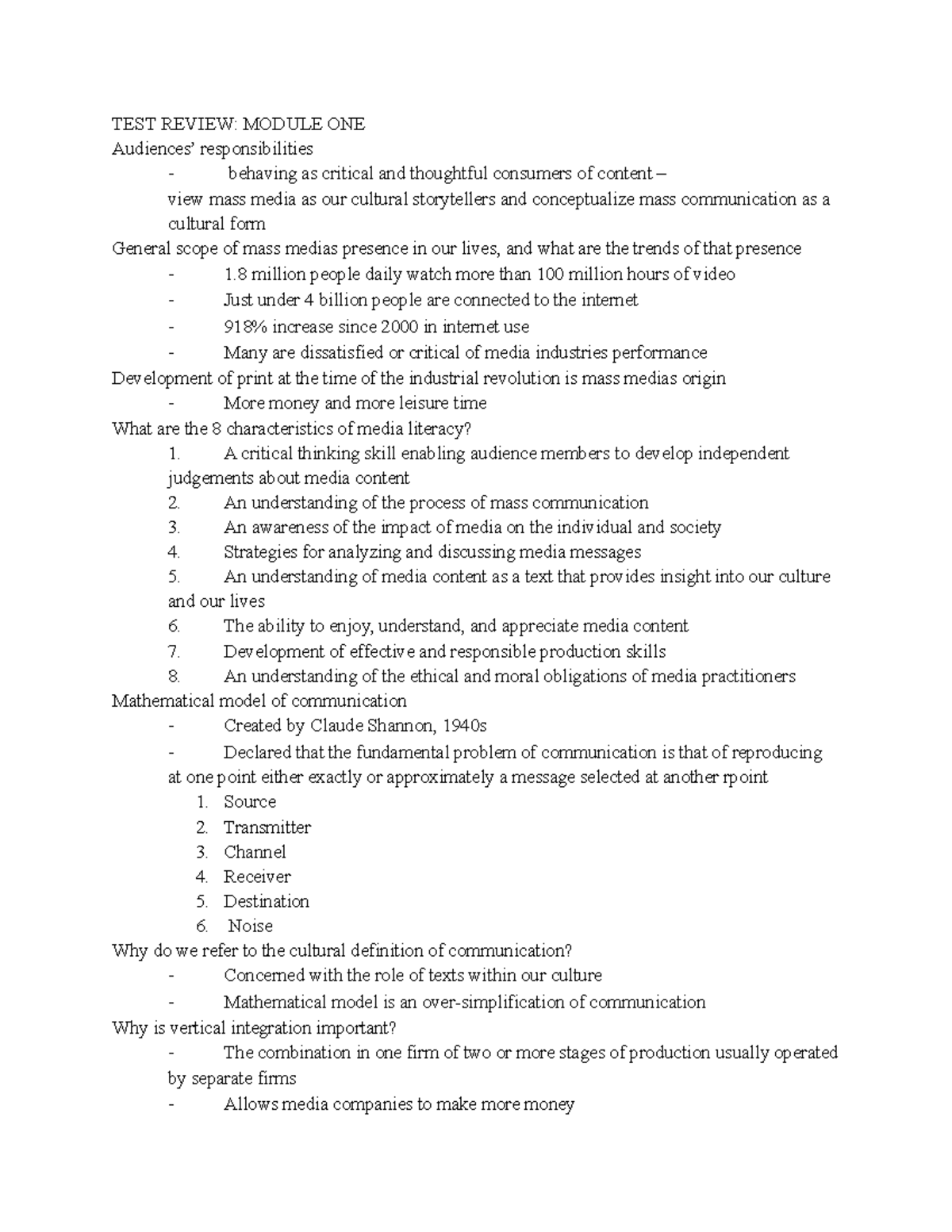 MCS TEST Review Module ONE - TEST REVIEW: MODULE ONE Audiences ...