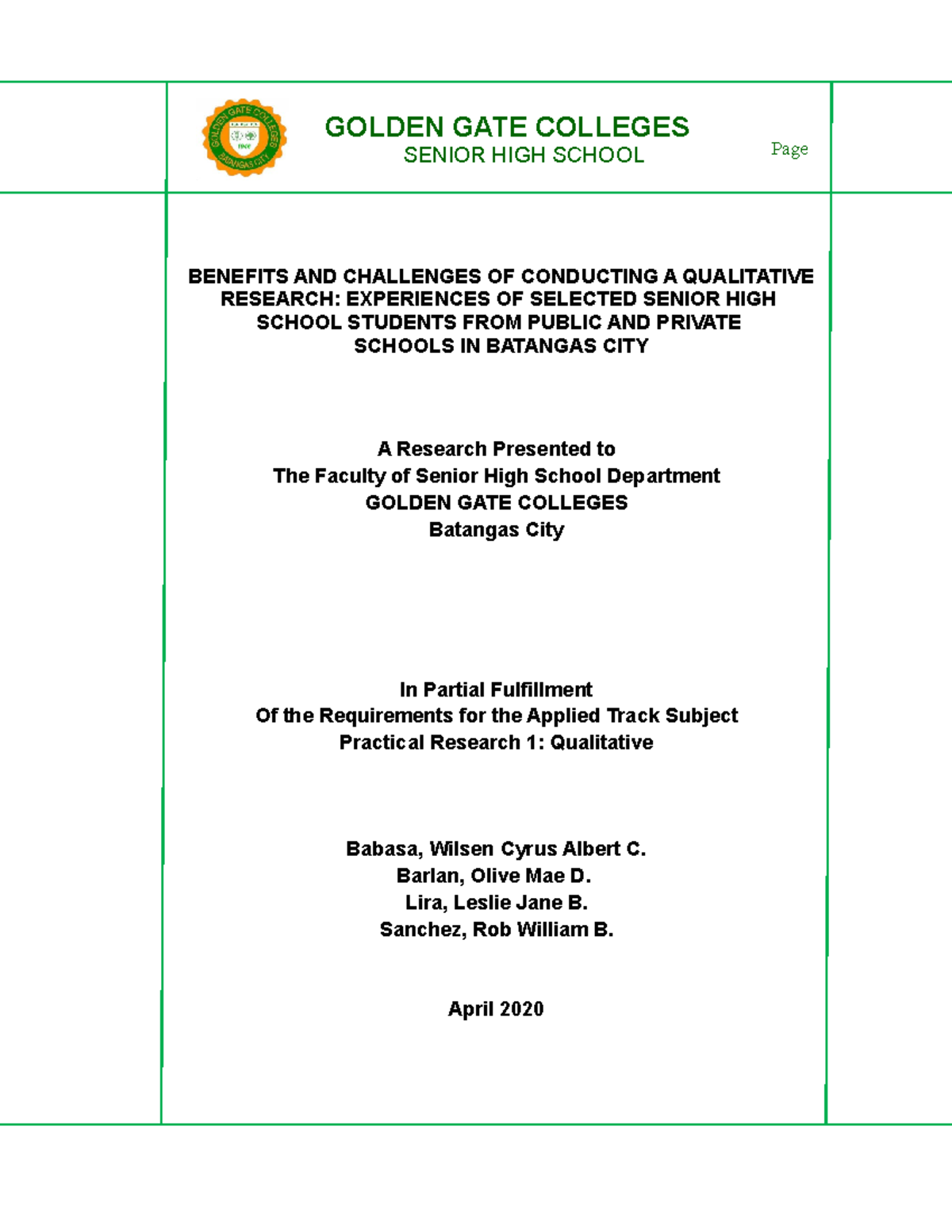 research proposal for senior high school