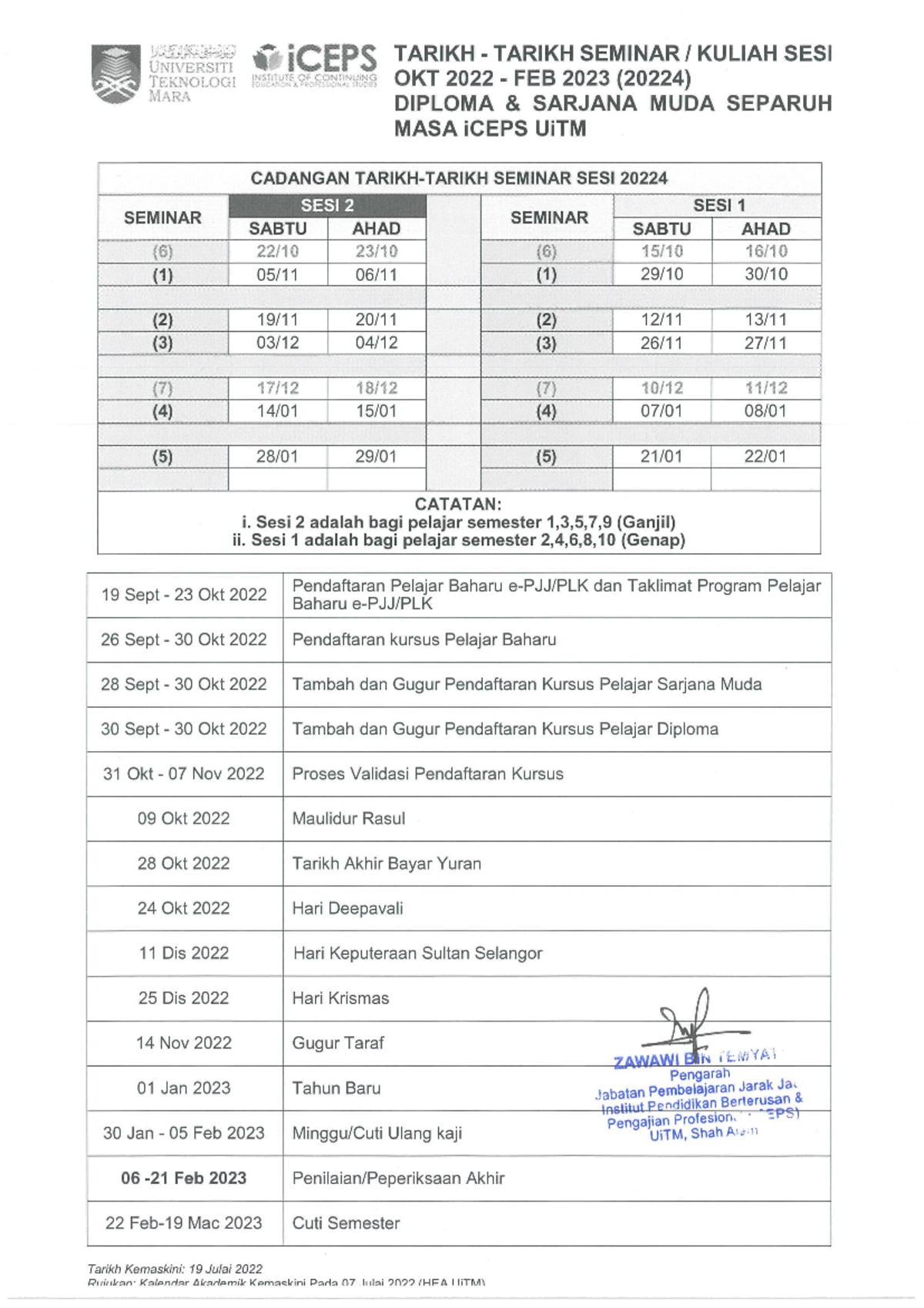 Jadual tarikh seminar jpjj - Construction Management - Studocu