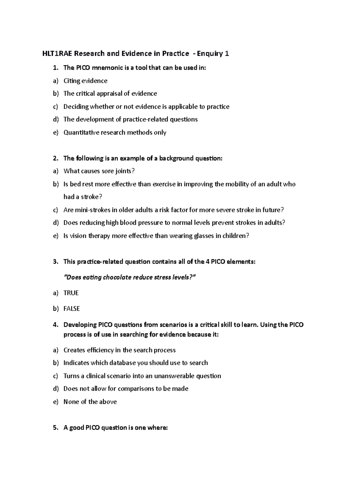 Sample/practice exam 2016, questions and answers - HLT1RAE Research and ...