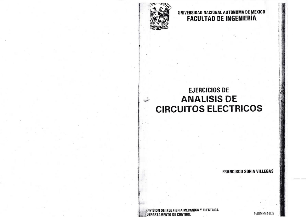 Ejercicios De Analisis De Circuitos Electricos Universidad Nacional Autonoma De Mexico