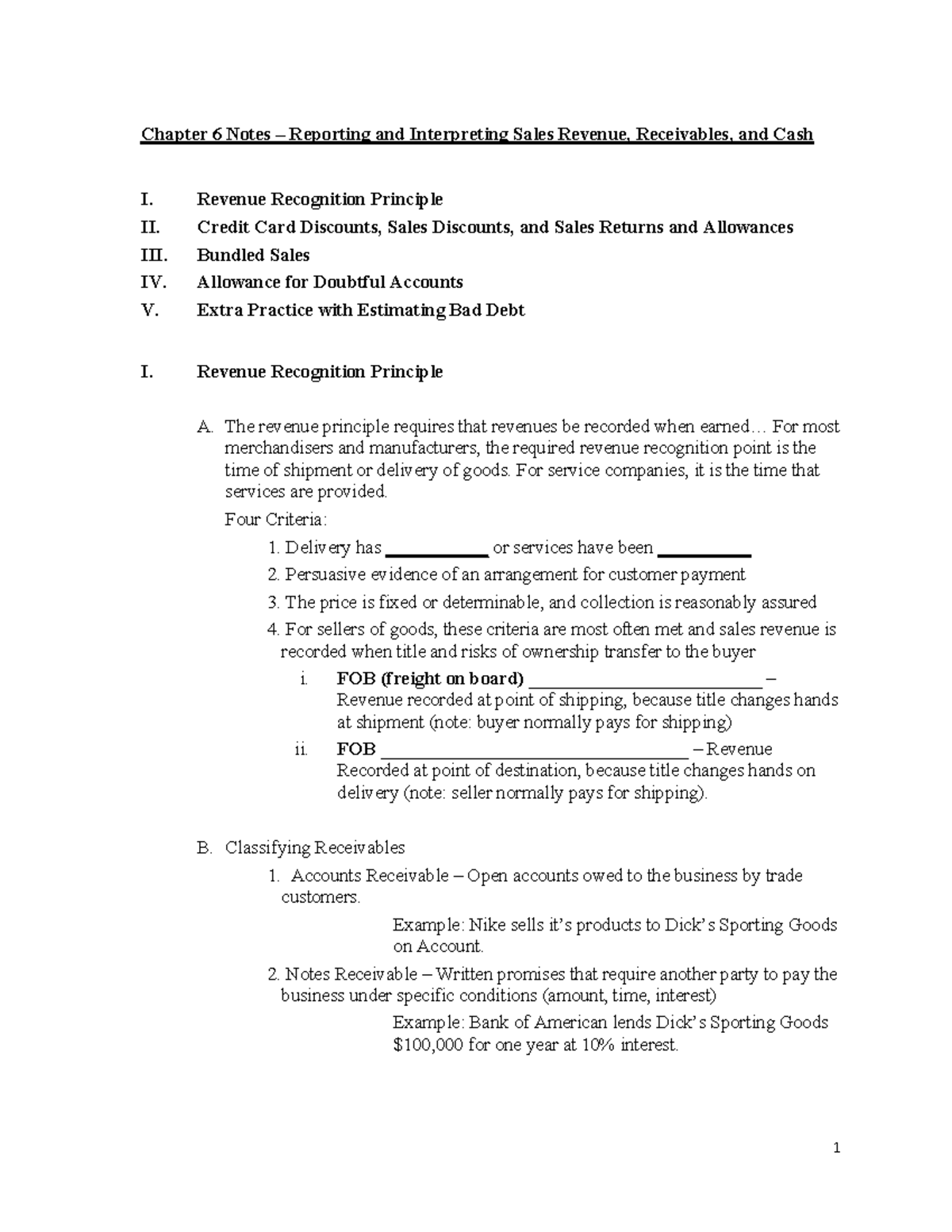 Chapter 6 Students lecture notes Chapter 6 Notes Reporting and