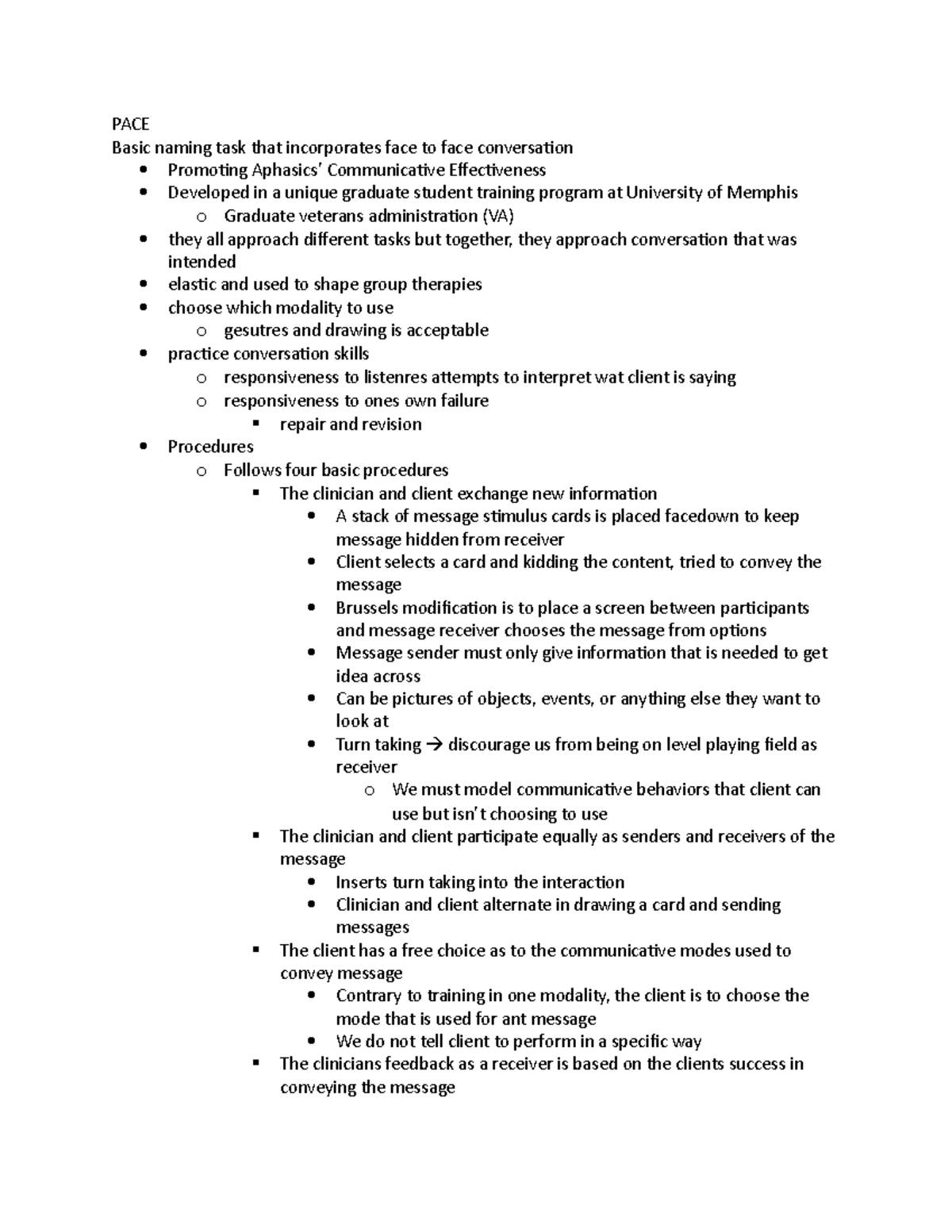 PACE - class lecture - PACE Basic naming task that incorporates face to ...