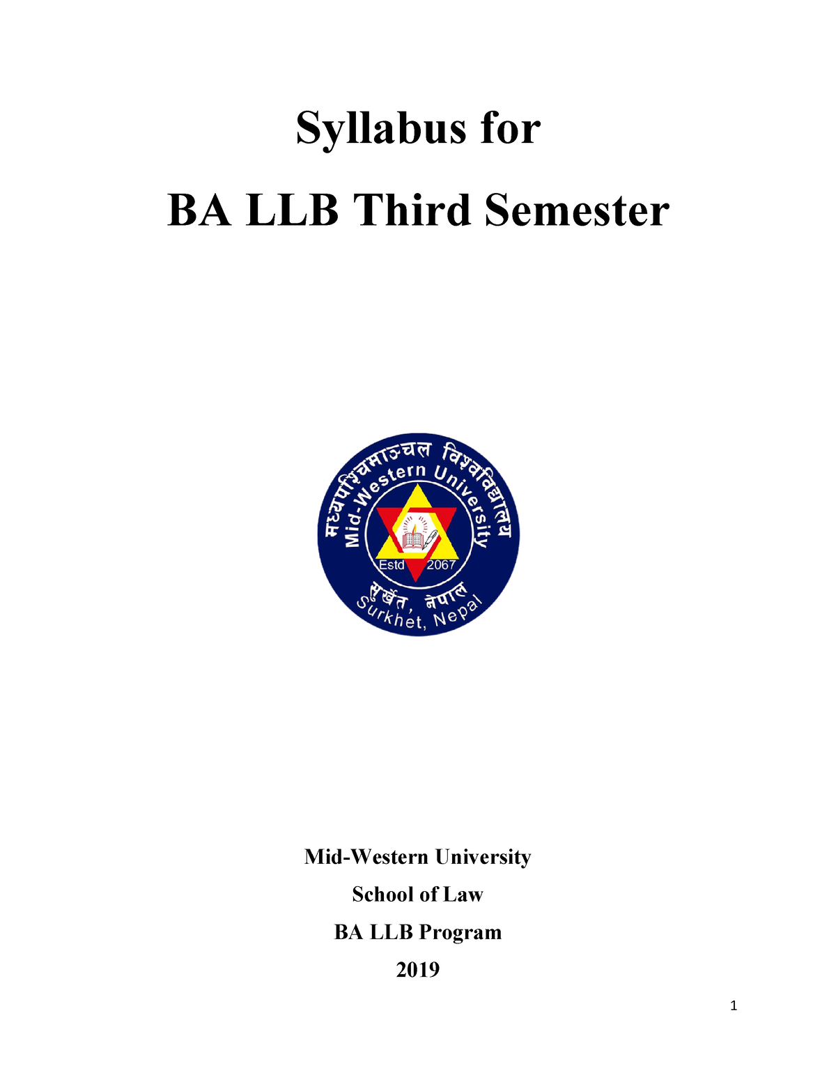 Syllabus Ballb Third Semester - Syllabus For BA LLB Mid Syllabus For BA ...