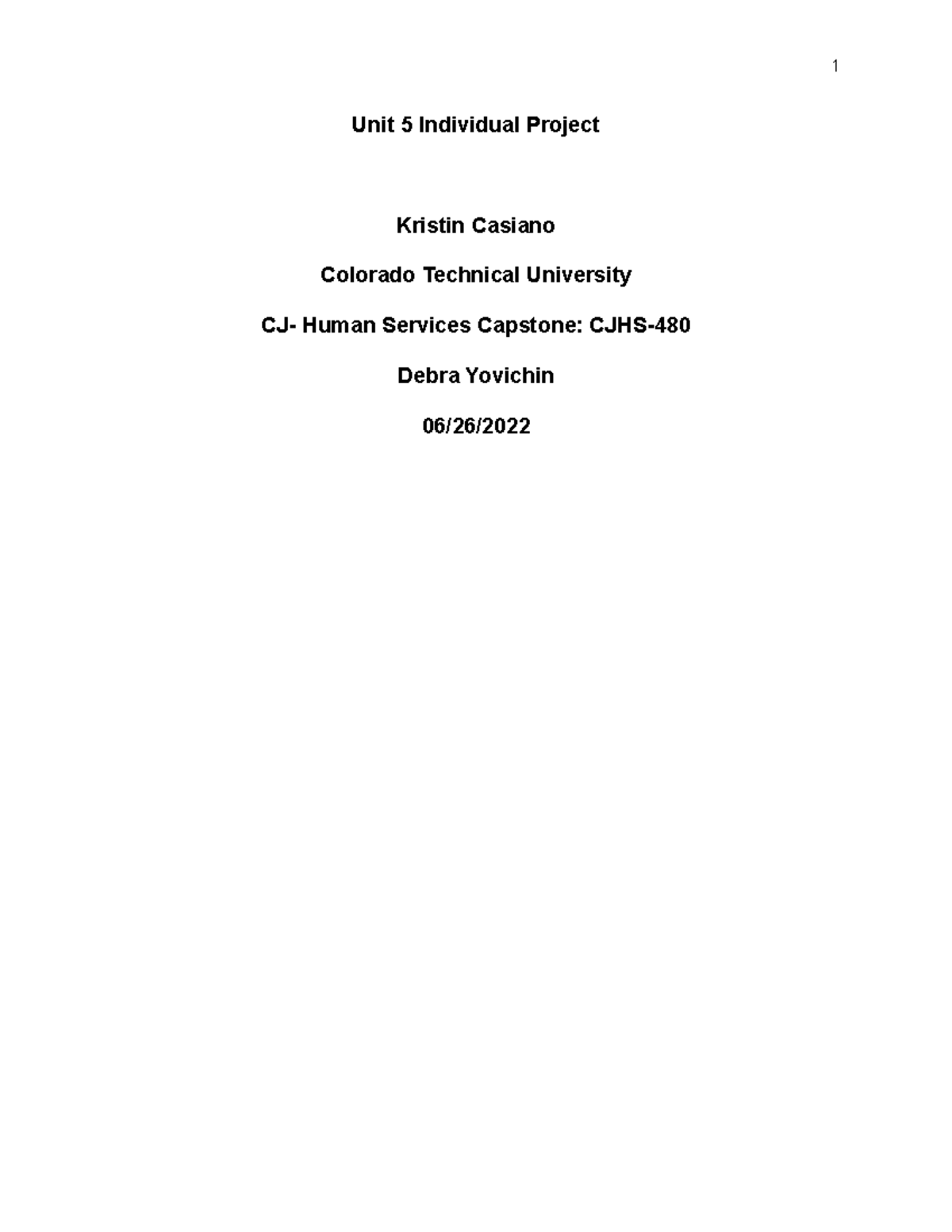 Unit 5 Individual Project Cjhs Capstone 480 Unit 5 Individual Project Unit 5 Individual Project Cjhs Capstone 480 Unit 5 Individual Project