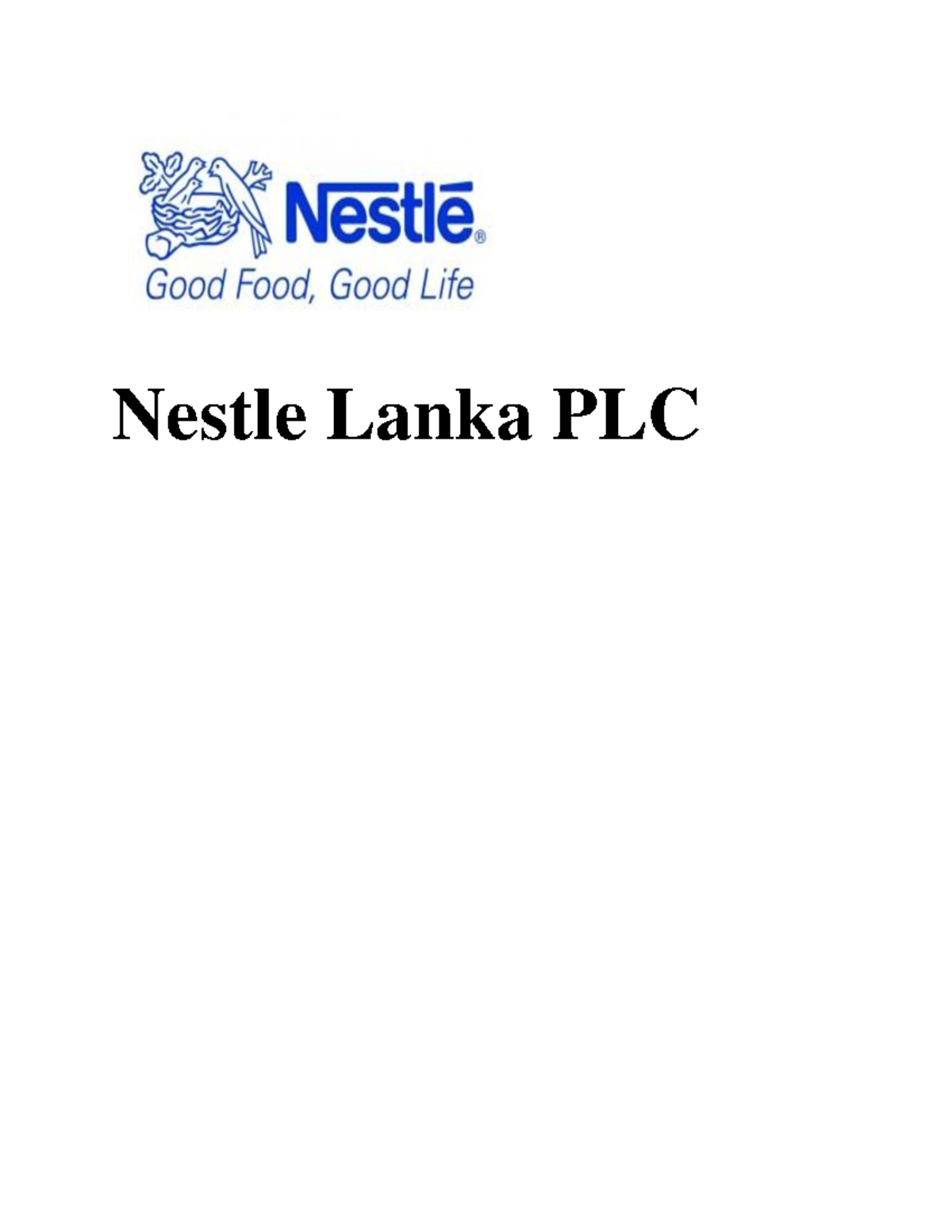 Nestle Lanka PLC (OB) sem - Business Management - Studocu