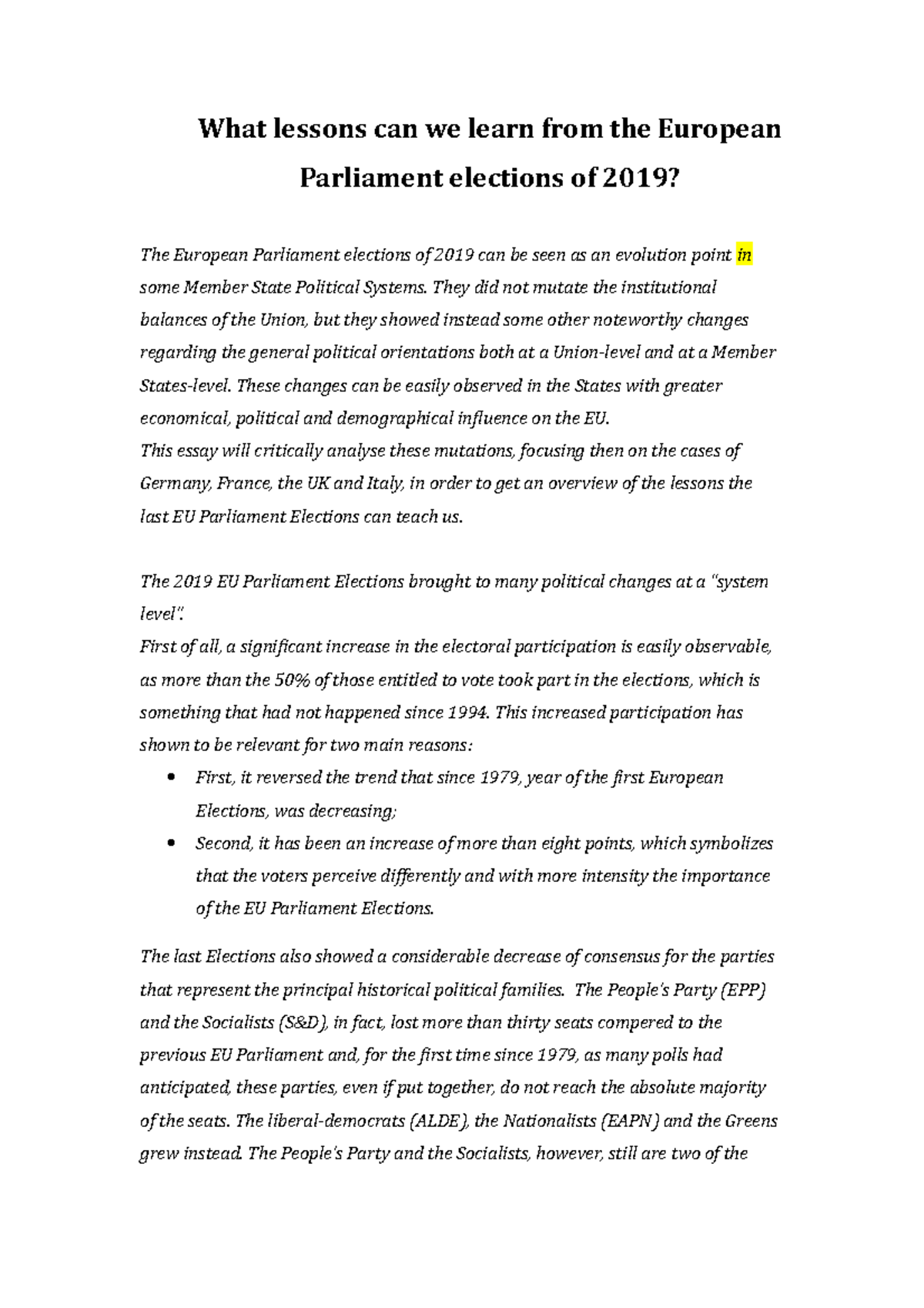 What lessons can we learn from the European Parliament elections of ...