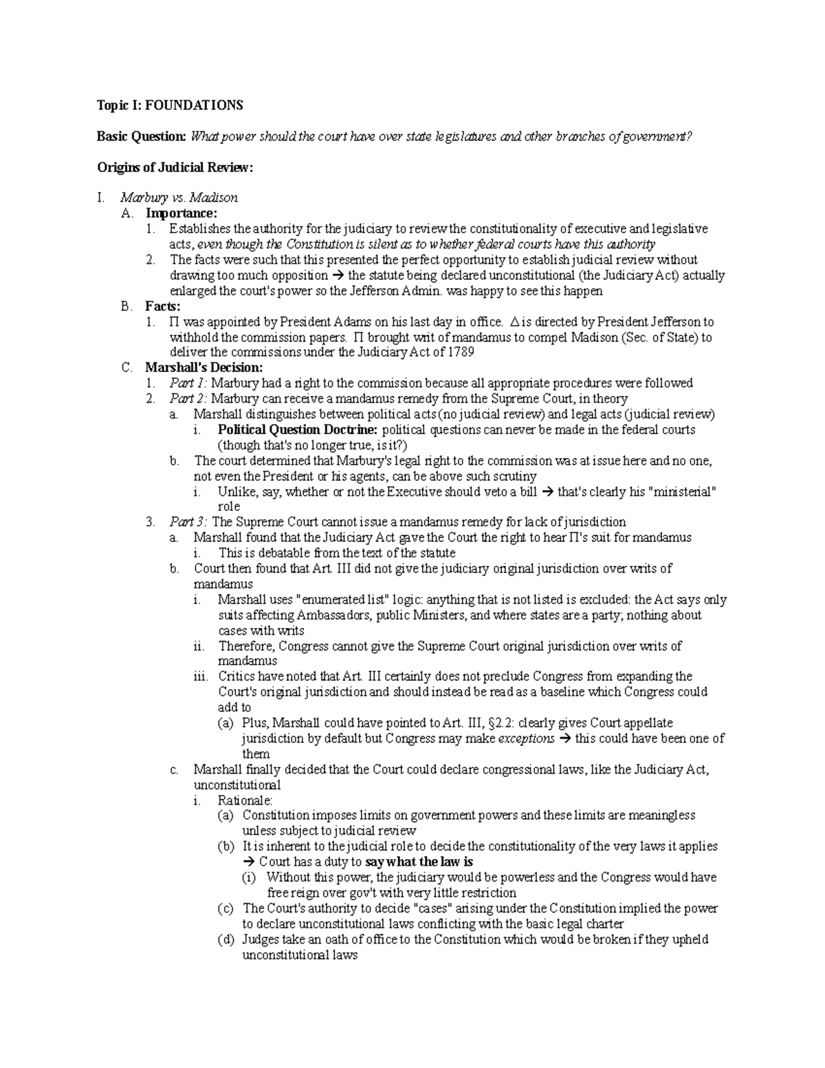 Constitutional Law - Prof. Garner 3 - Topic I: FOUNDATIONS Basic ...