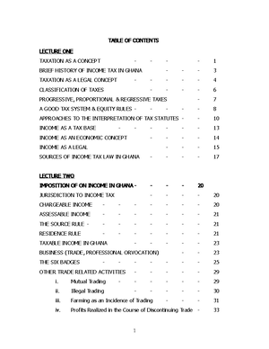 Taxation Notes 1, 2, 3. 4, 5, 6 & 7 Lecture Notes