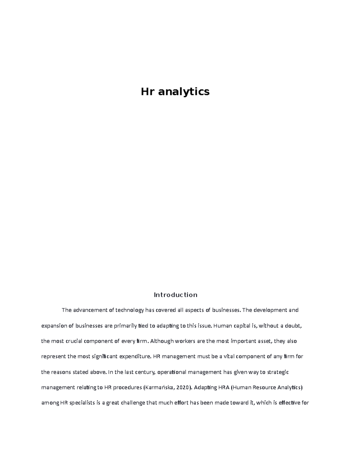 hr analytics essay