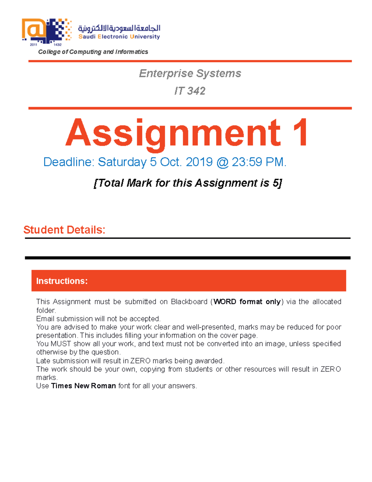 Assignment 1 - Copy - Assignment 1 Deadline: Saturday 5 Oct. 2019 @ 23: ...