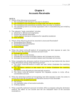 Intermediate Accounting 4 - P a g e | 1 Chapter 7 Inventories QUIZ 1 ...