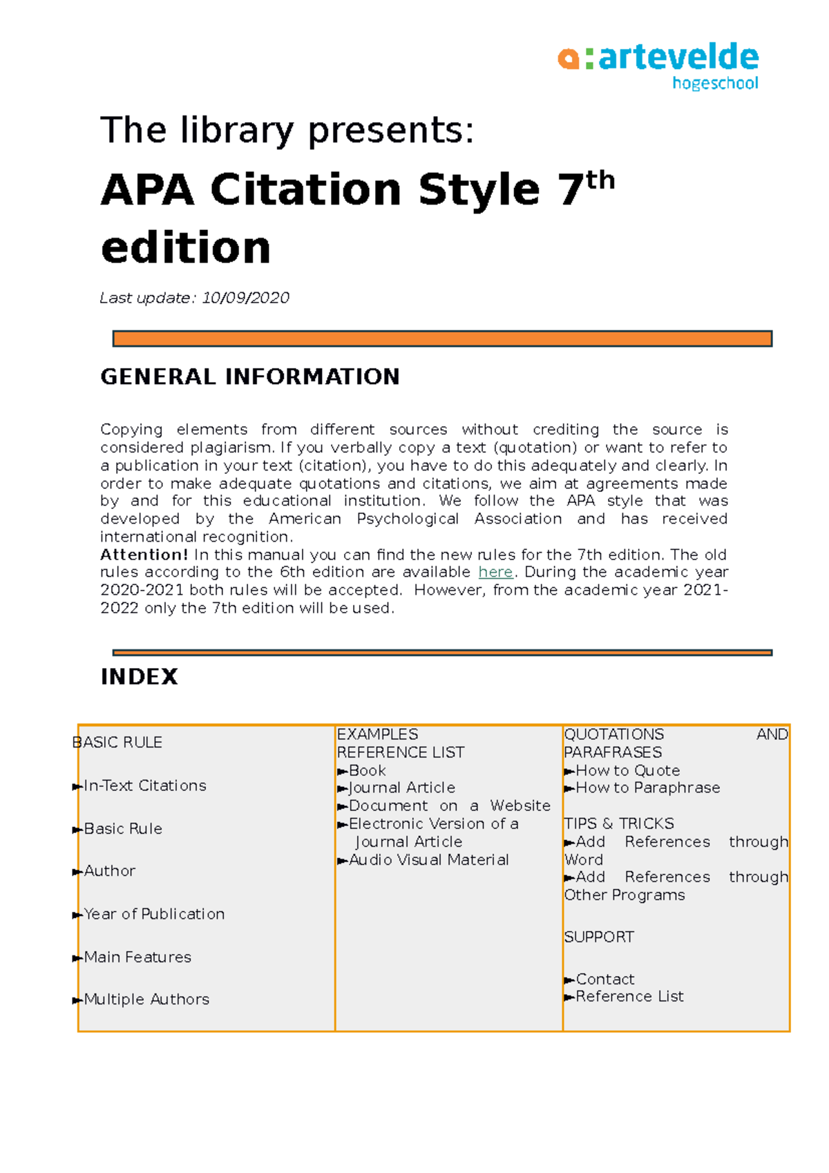 Complete APA manual 7 - The library presents: APA Citation Style 7 th ...