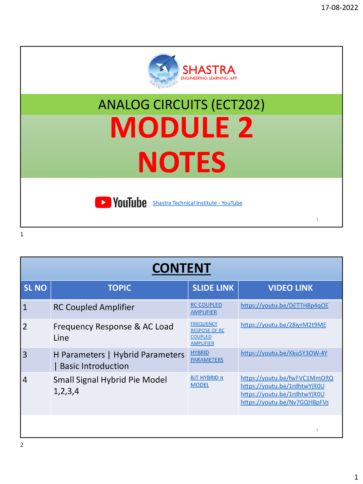 ECT202 Analog Circuits- Module 2 - MODULE 2 NOTES ANALOG CIRCUITS ...