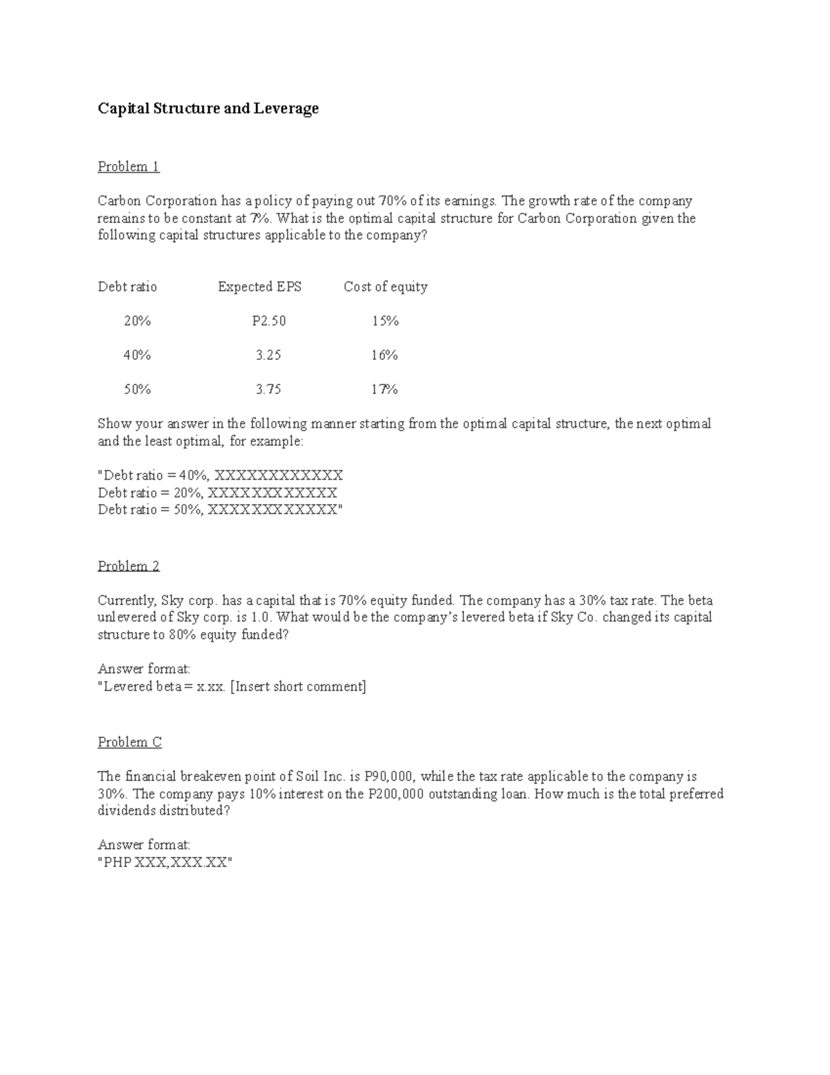 Financial Markets - Capital Structure and Leverage - Capital Structure ...