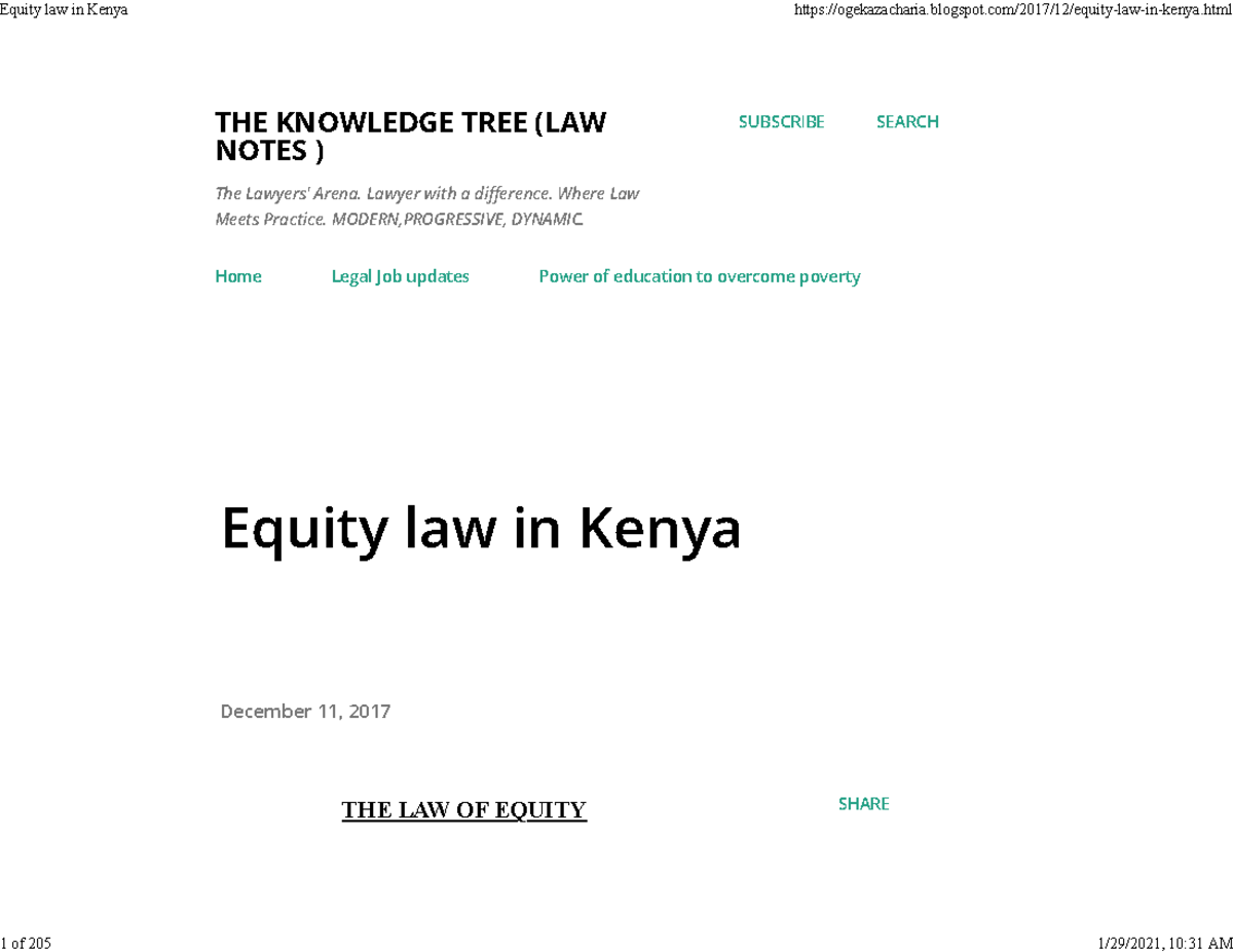 Equity law in Kenya - handbook on the law of trusts full - THE ...