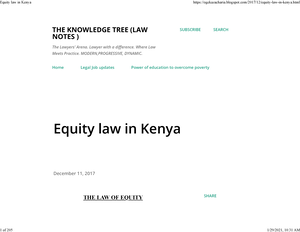 Equity Notes - THE LAW OF EQUITY TOPICAL OUTLINES Historical Origin And ...