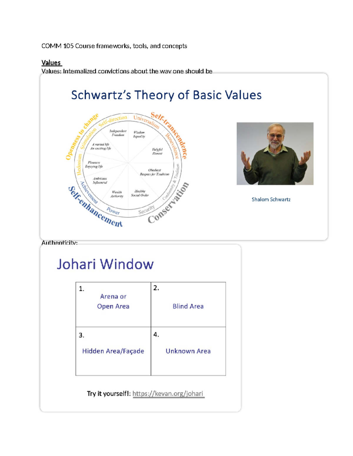 105 Course frameworks - Summary Values, Ethics, and Community - COMM ...