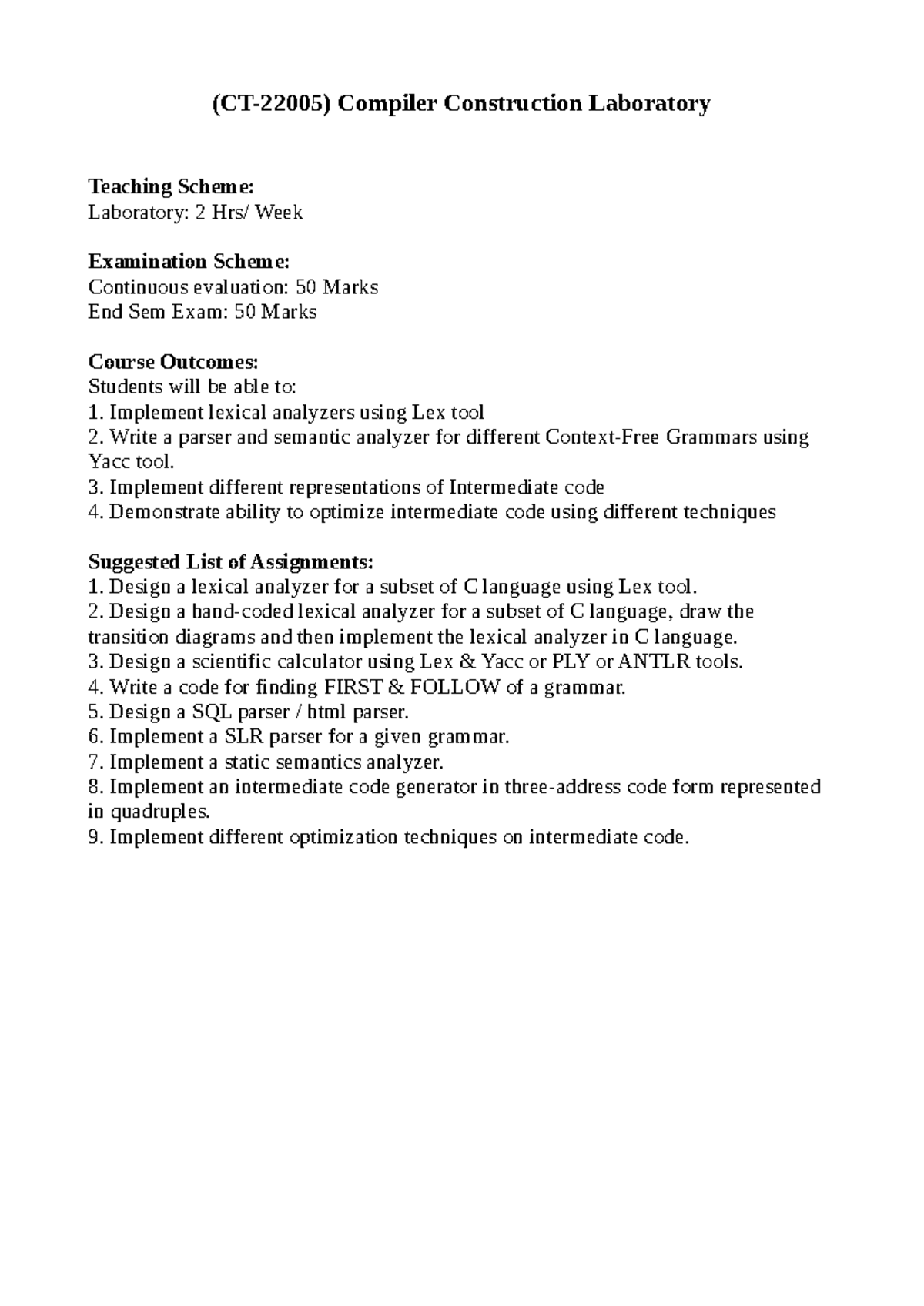 Lab-assignments - lab - (CT-22005) Compiler Construction Laboratory ...
