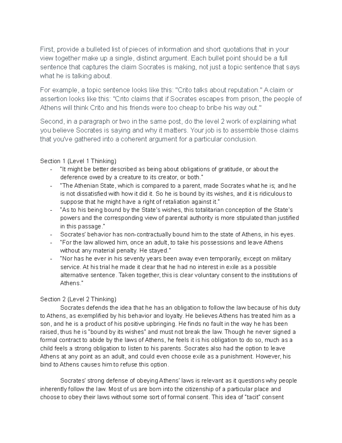 Discussion Post 2 - First, provide a bulleted list of pieces of ...