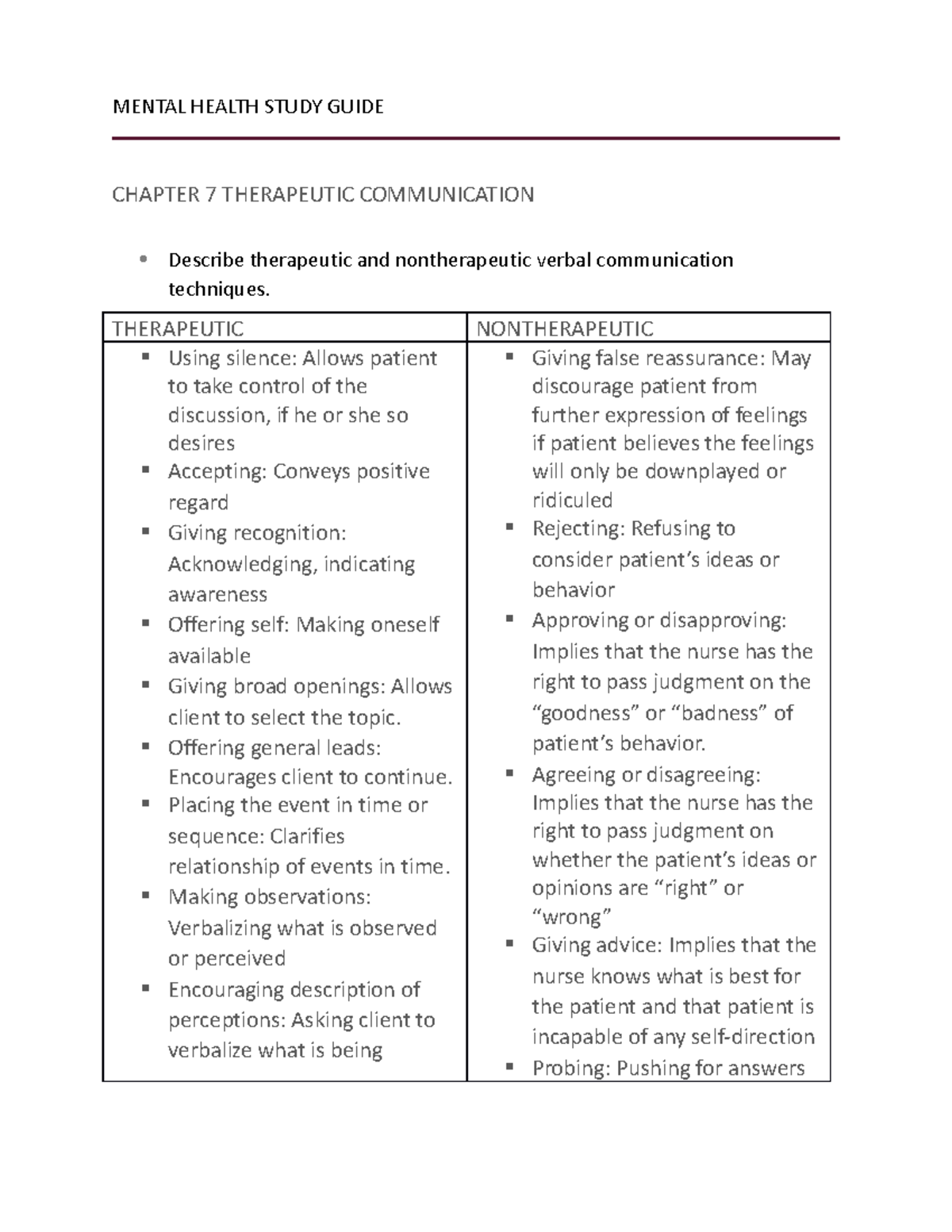 Mental Health Study Guide - MENTAL HEALTH STUDY GUIDE CHAPTER 7 ...