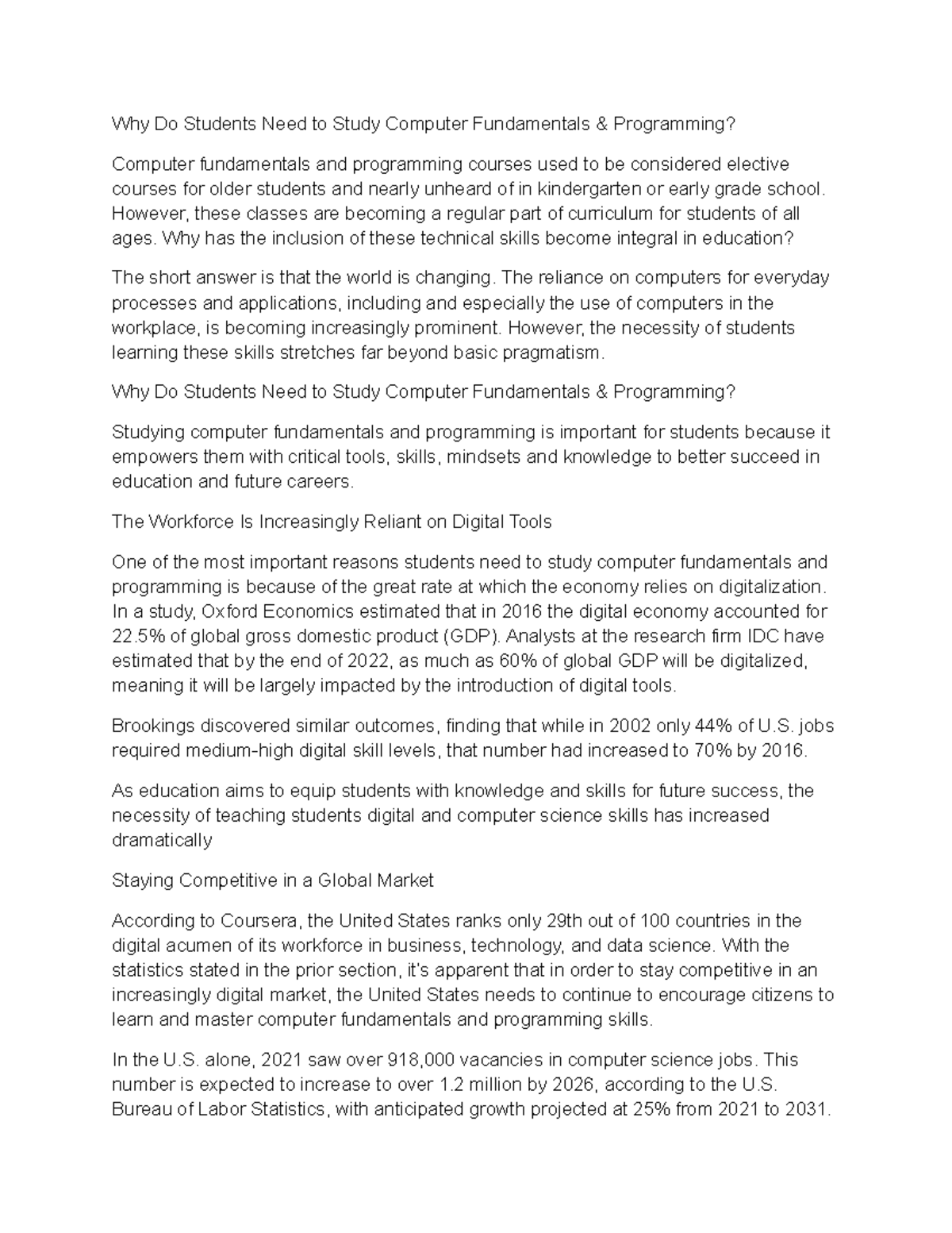 Why Do Students Need to Study Computer Fundamentals - However, these ...