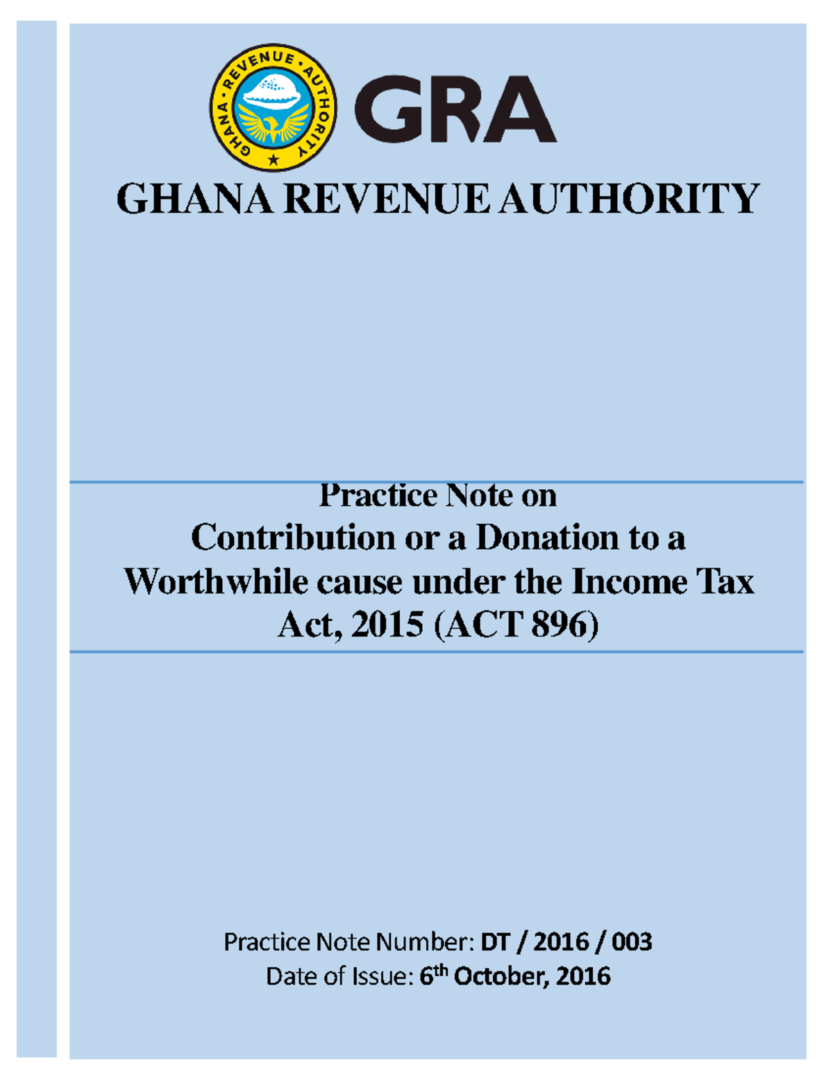 Practice Note on Contribution or a Donation to a Worthwhile Cause ...