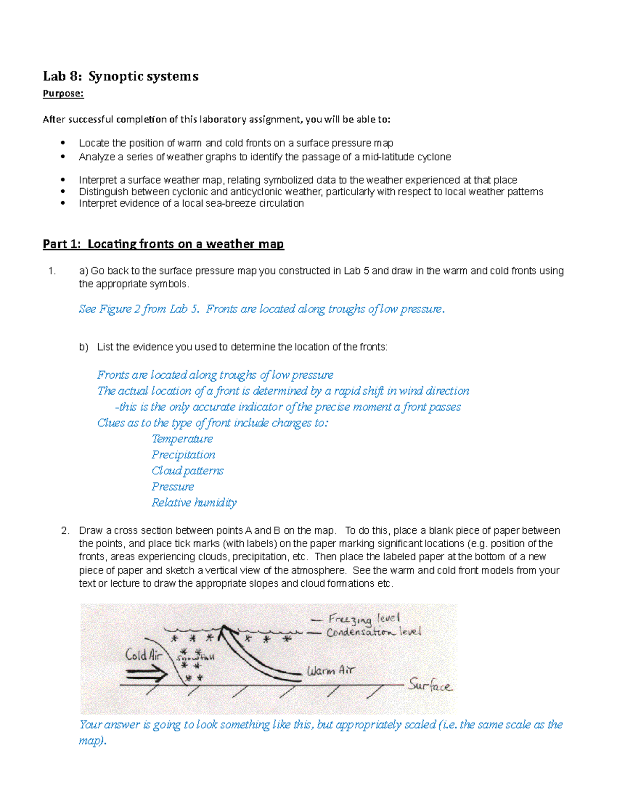 Geog 1110 Lab 8 key - LAB KEY - Lab 8: Synoptic systems Purpose: After ...