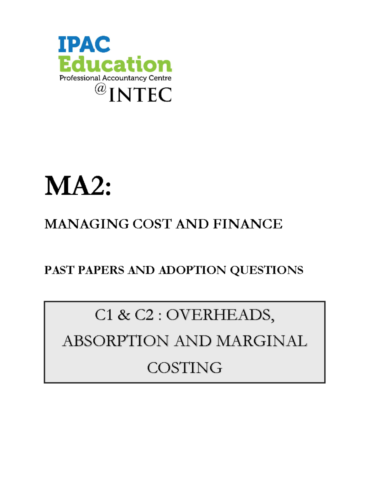 C1 C2 AC MC practice questions for cash management MA2 MANAGING