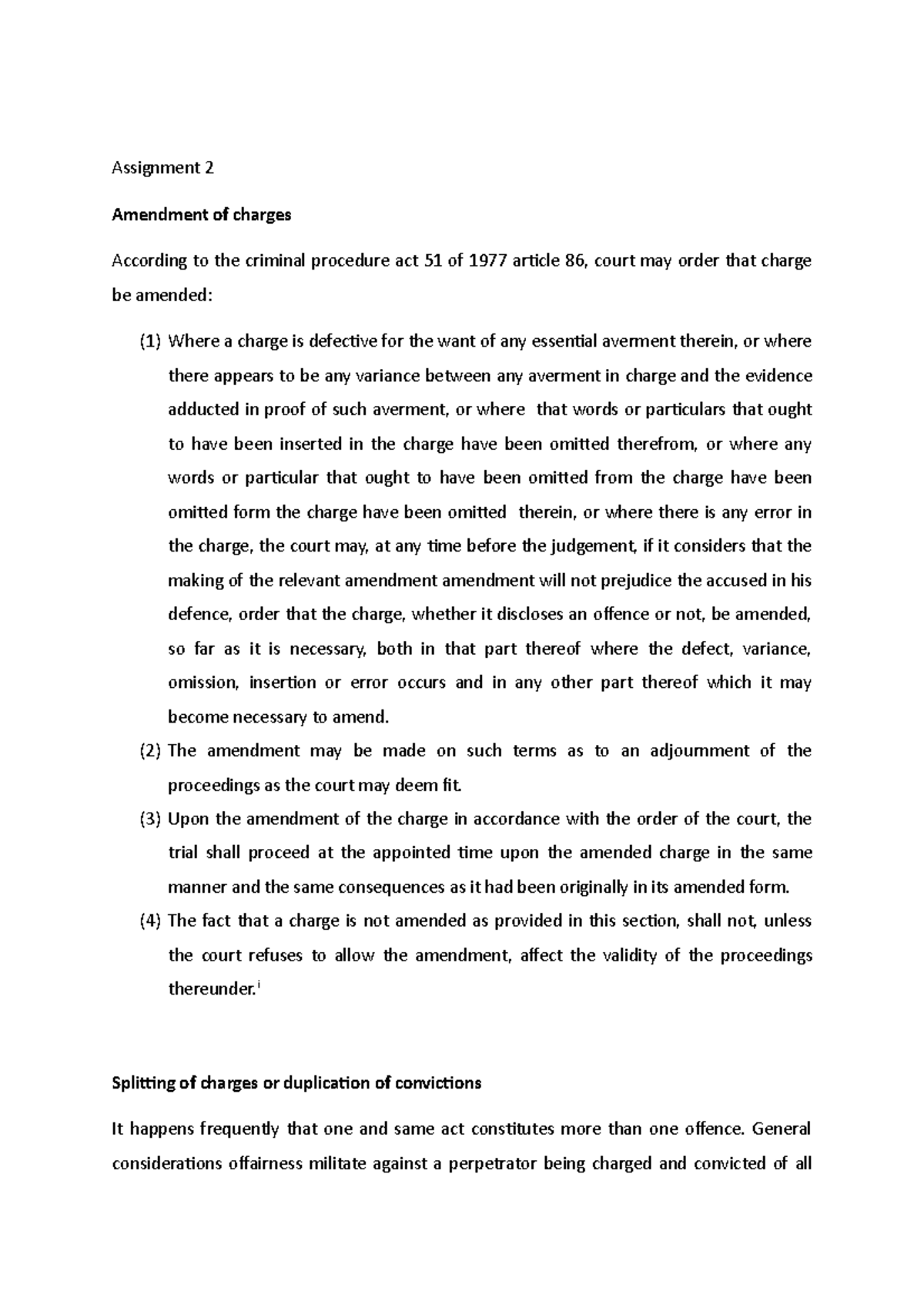 Ass 2 amendment and splitting of charges - Assignment 2 Amendment of ...