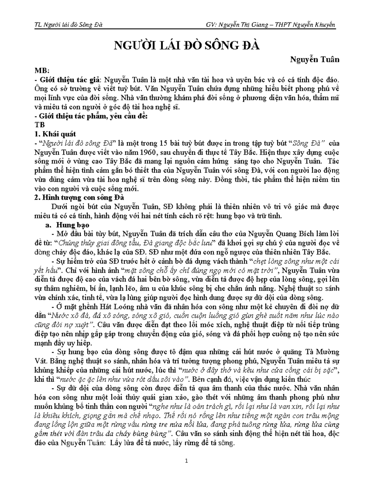 Chuyên đề NGƯỜI LÁI ĐÒ SÔNG ĐÀ (1) (1) - NGƯỜI LÁI ĐÒ SÔNG ĐÀ Nguyễn ...