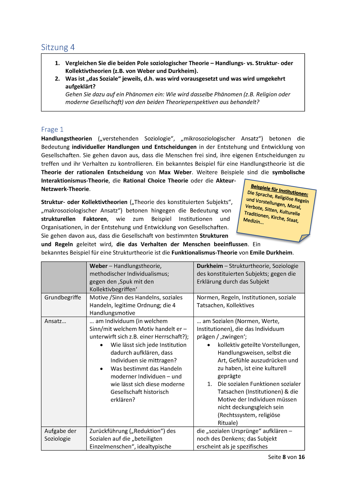 Vorlesung 4-6 Einführung In Die Soziologie - Klausurfragen WS22-23 ...