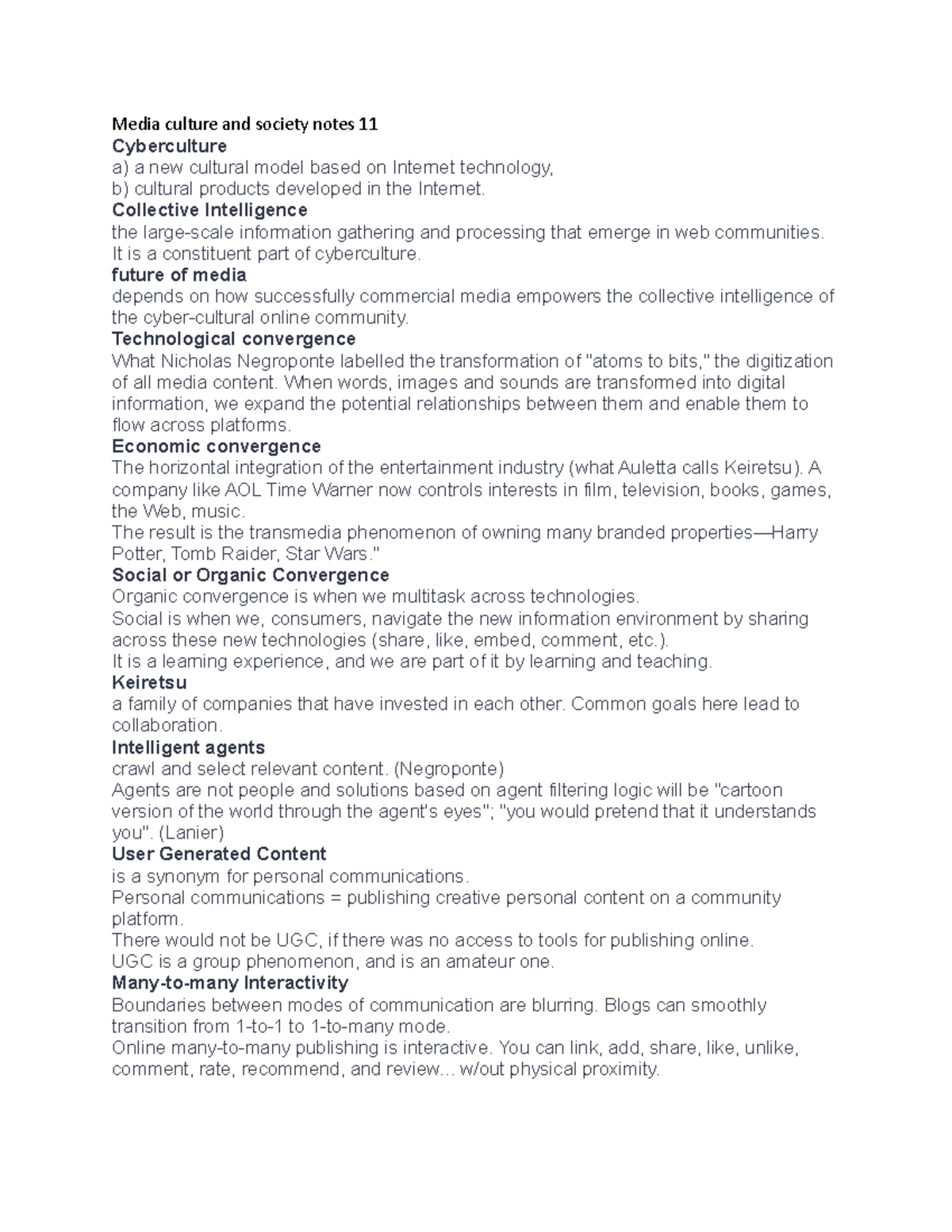 Media culture and society notes 11 - Collective Intelligence the large ...
