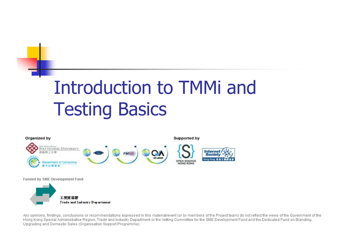 Into tmmi D14002002 seminarandworkshopkit 2 - Introduction to TMMi ...