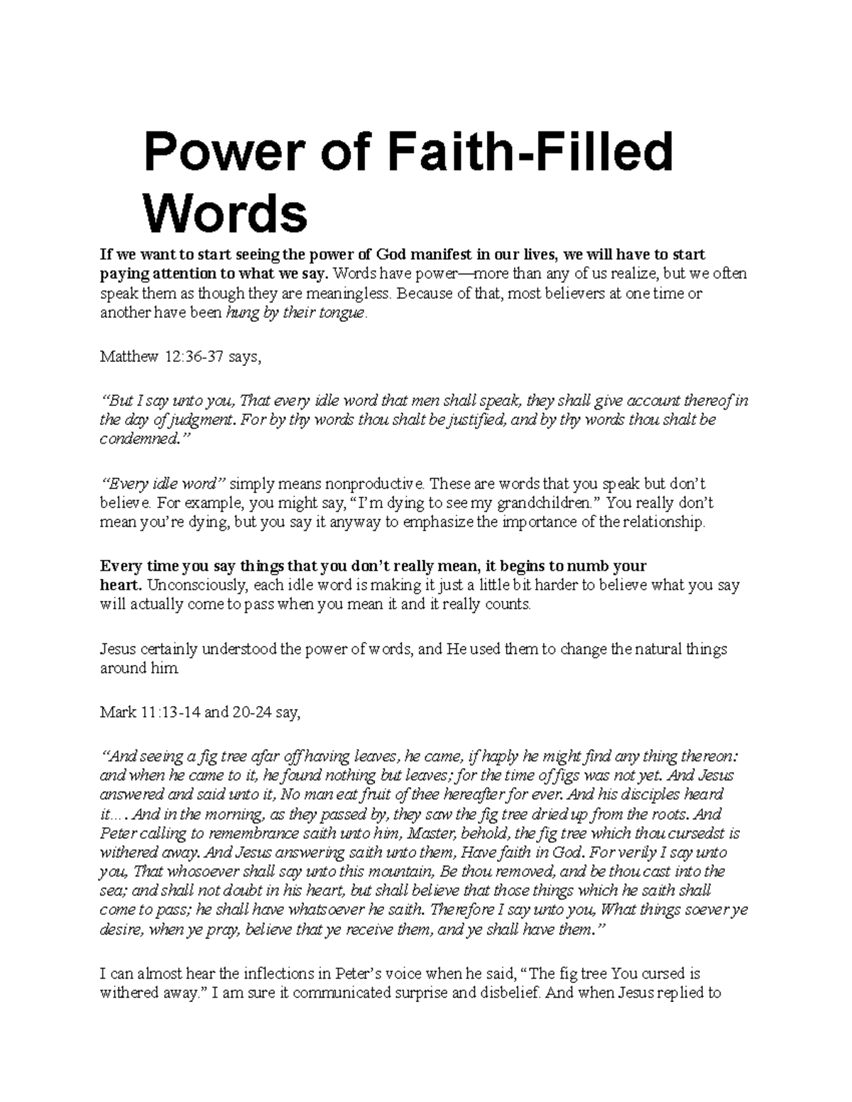 Power Of Faith December 12 2021 Power Of Faith Filled Words If We