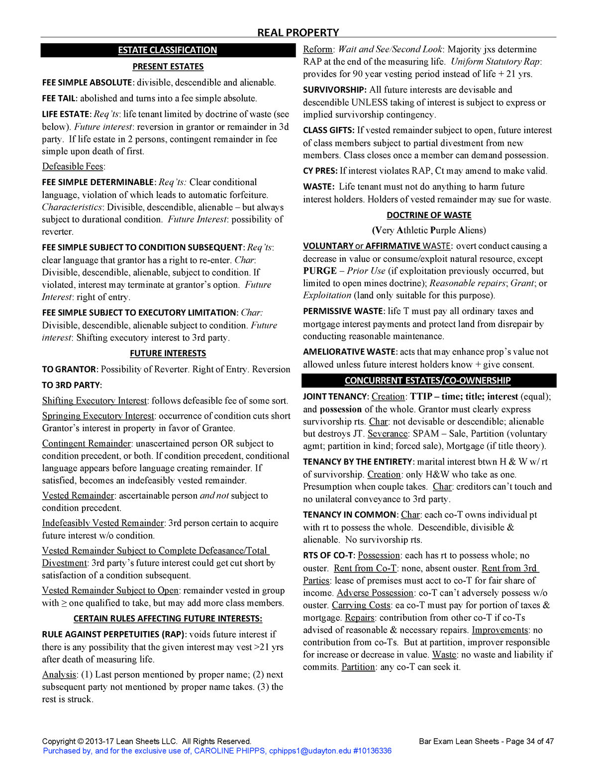 Lean sheets property - future interest flow charts - Copyright © 2013 ...