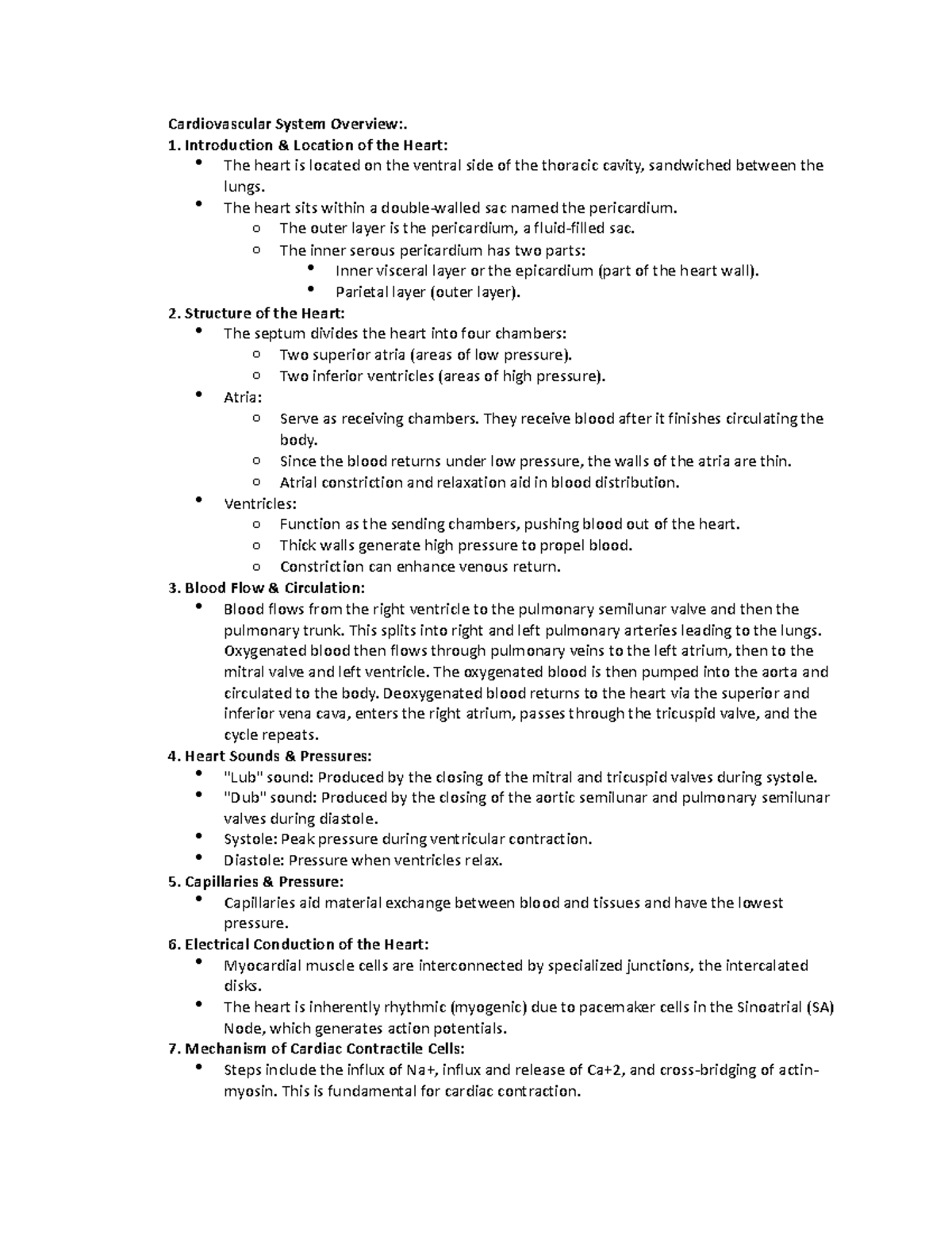 Pgy 300 cardiovasular - Cardiovascular System Overview:. 1 ...