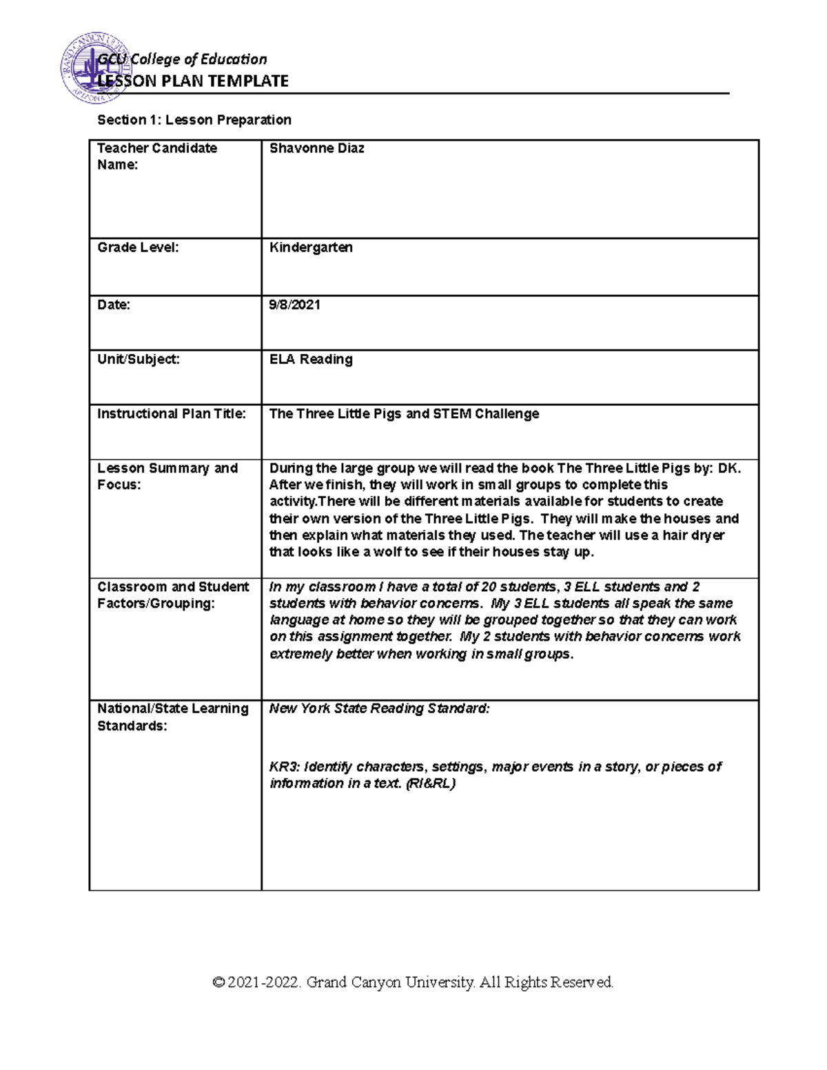 ECE350Lesson Plan (4) (1) - LESSON PLAN TEMPLATE Section 1: Lesson ...