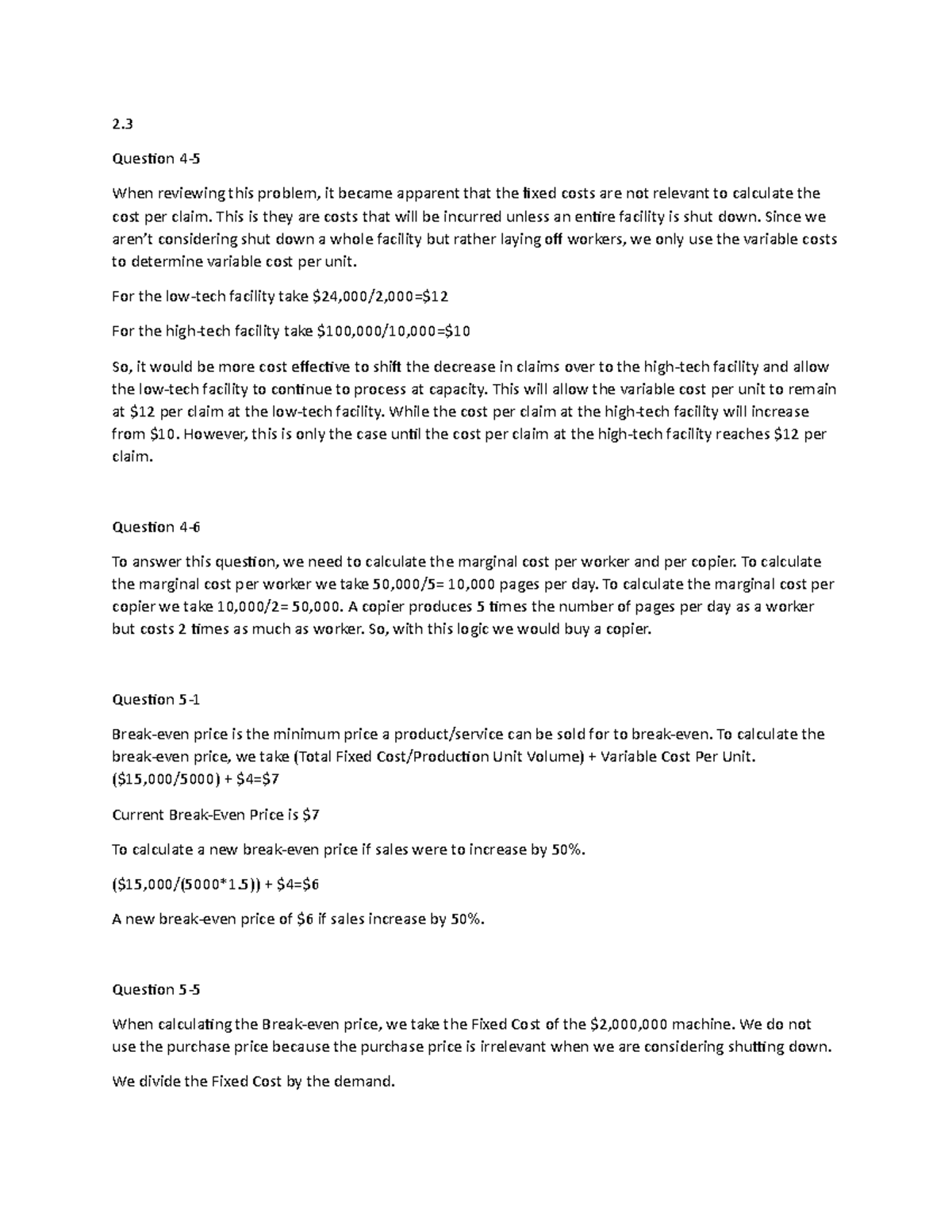 2 - 2.3 assignment completed - 2. Question 4- When reviewing this ...