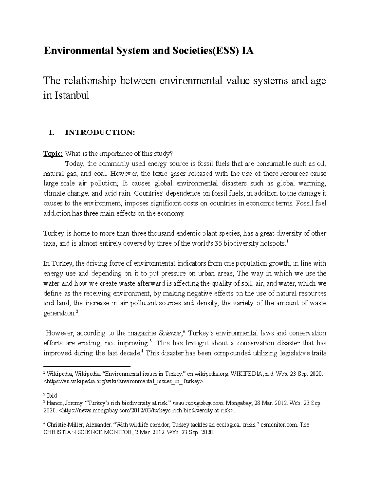 ESS IA - Lecture notes - Environmental System and Societies(ESS) IA The ...