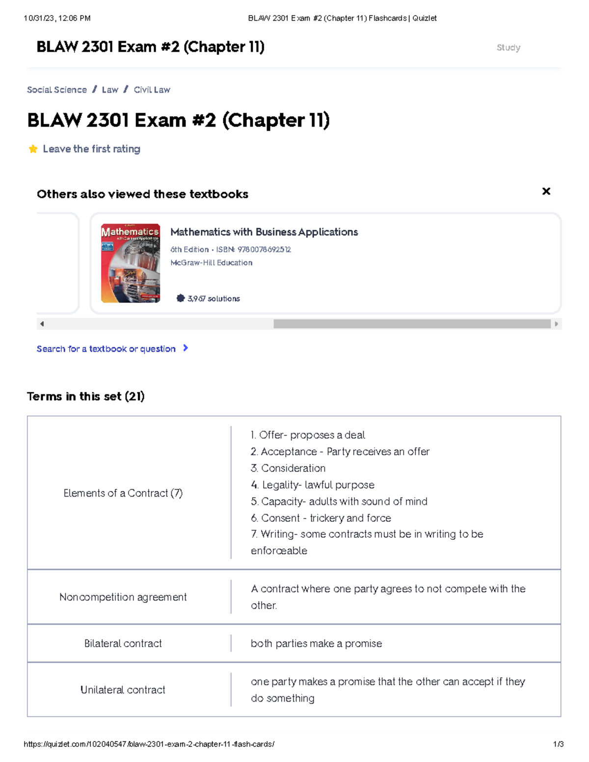 BLAW 2301 Exam #2 (Chapter 11) Flashcards Quizlet - 10/31/23, 12:06 PM ...