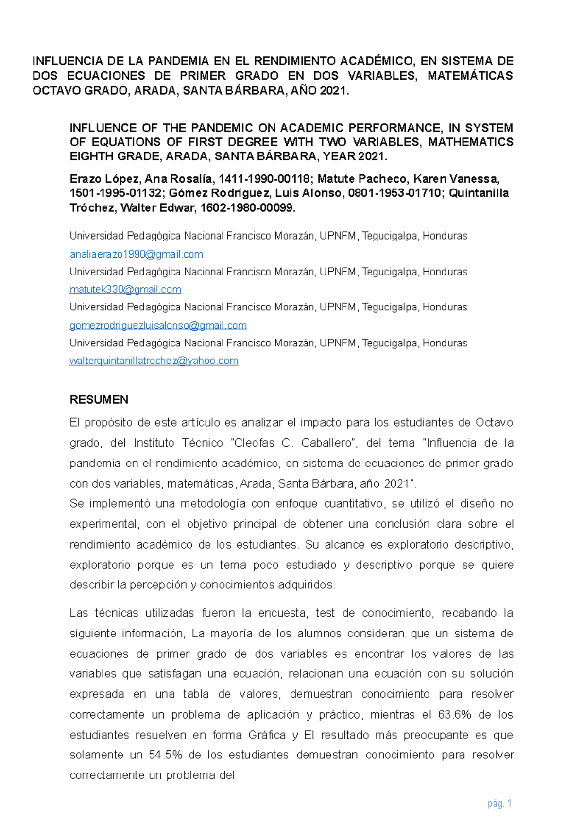 Articulo Equipo #3-convertido - INFLUENCIA DE LA PANDEMIA EN EL ...