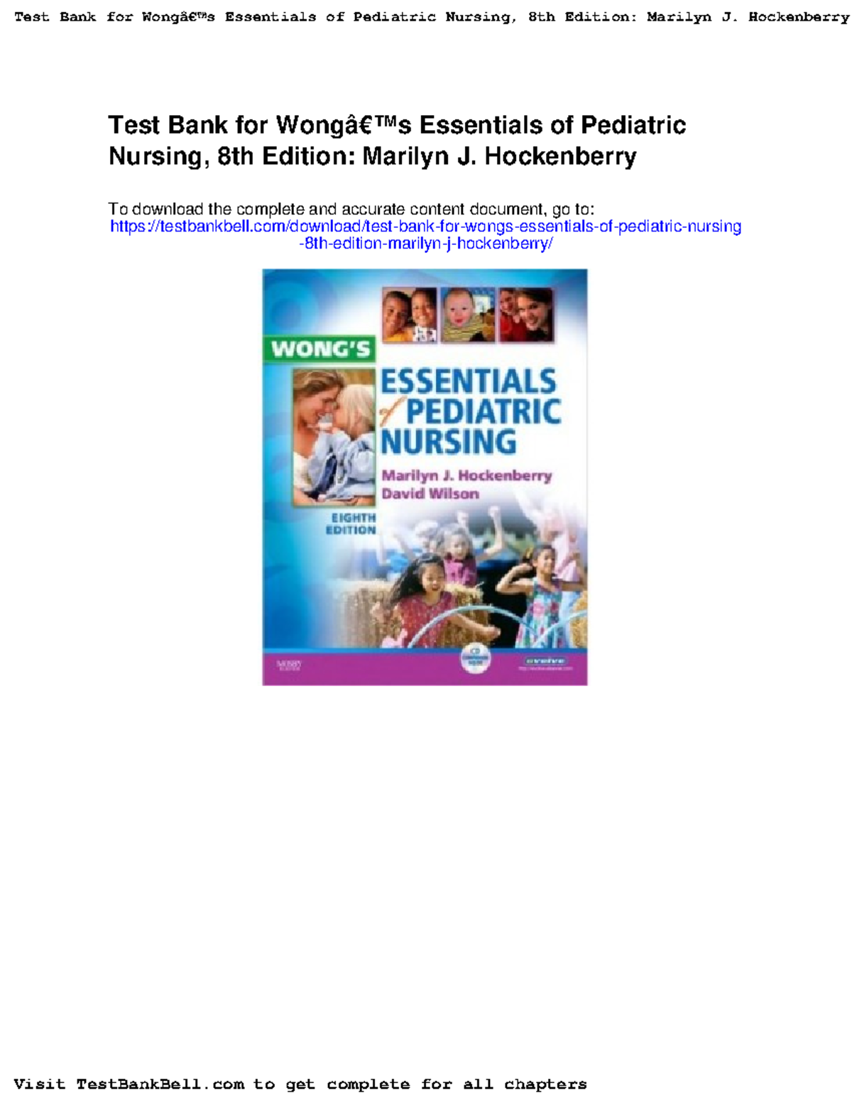 674413022 Test Bank for Wongs Essentials of Pediatric Nursing 8th ...