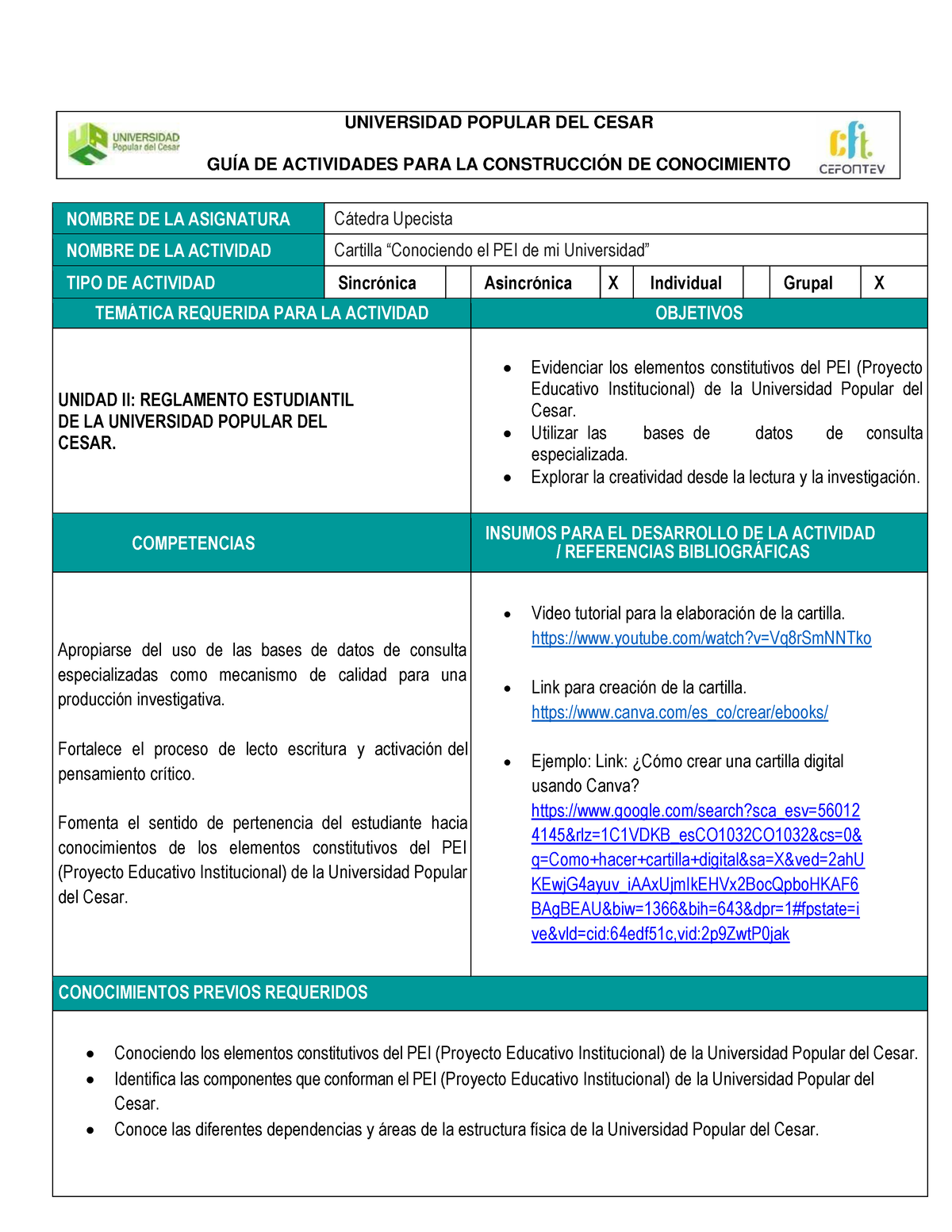 Actividad 1 Segundo Corte 2023-2 Rev - NOMBRE DE LA ASIGNATURA C·tedra ...